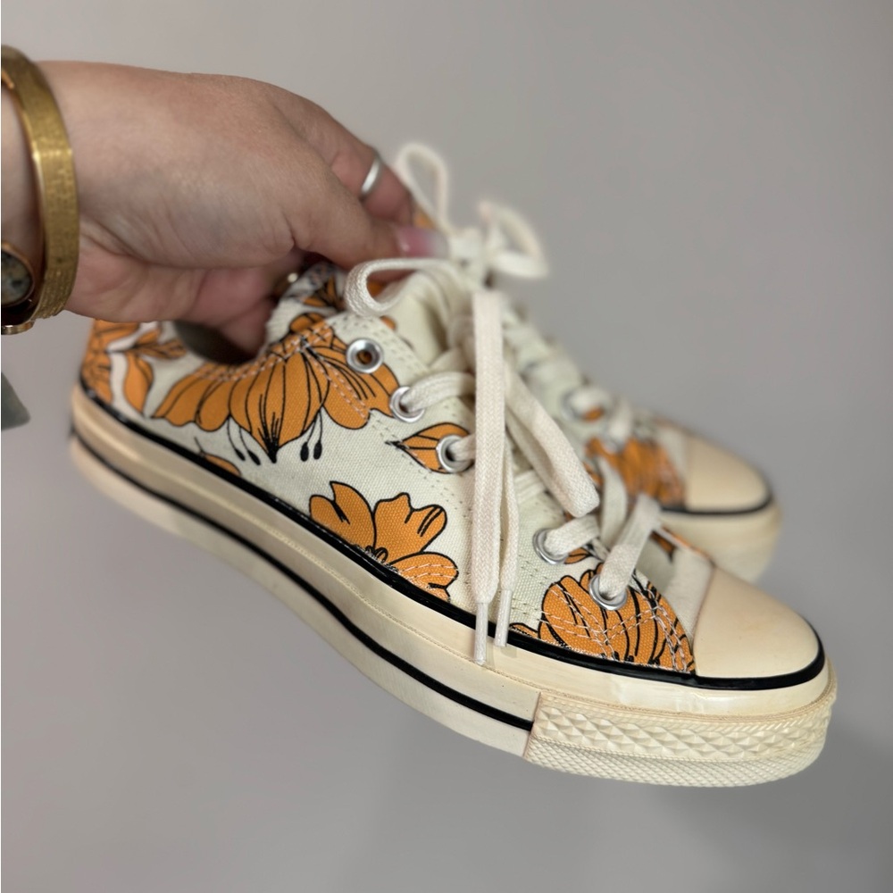 Converse Floral Canvas Sneakers with Orange Accents Vintage‎ Chuck 60
